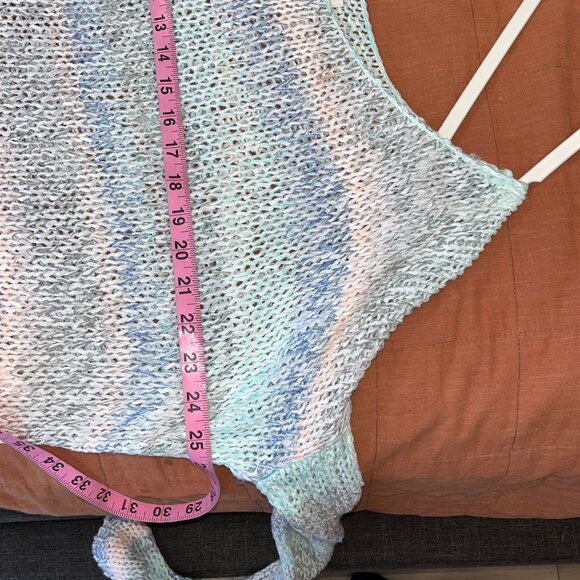 Abercrombie & Fitch Womens Pastel Striped Knit Sweater M/L Lightweight Open Weav - Picture 6 of 9